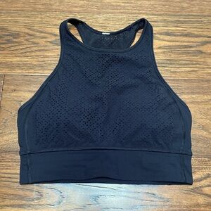 Lululemon die cut floral longline sports bra, black, size 6